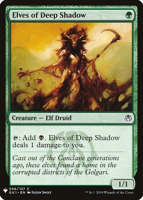 《深き闇のエルフ/Elves of Deep Shadow》[PWシンボル付き再版] 緑C